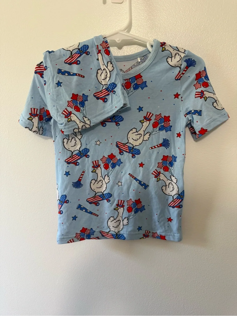 Bamboo Light Blue Patriotic Duck Short Sleeve Tee - Matching Set